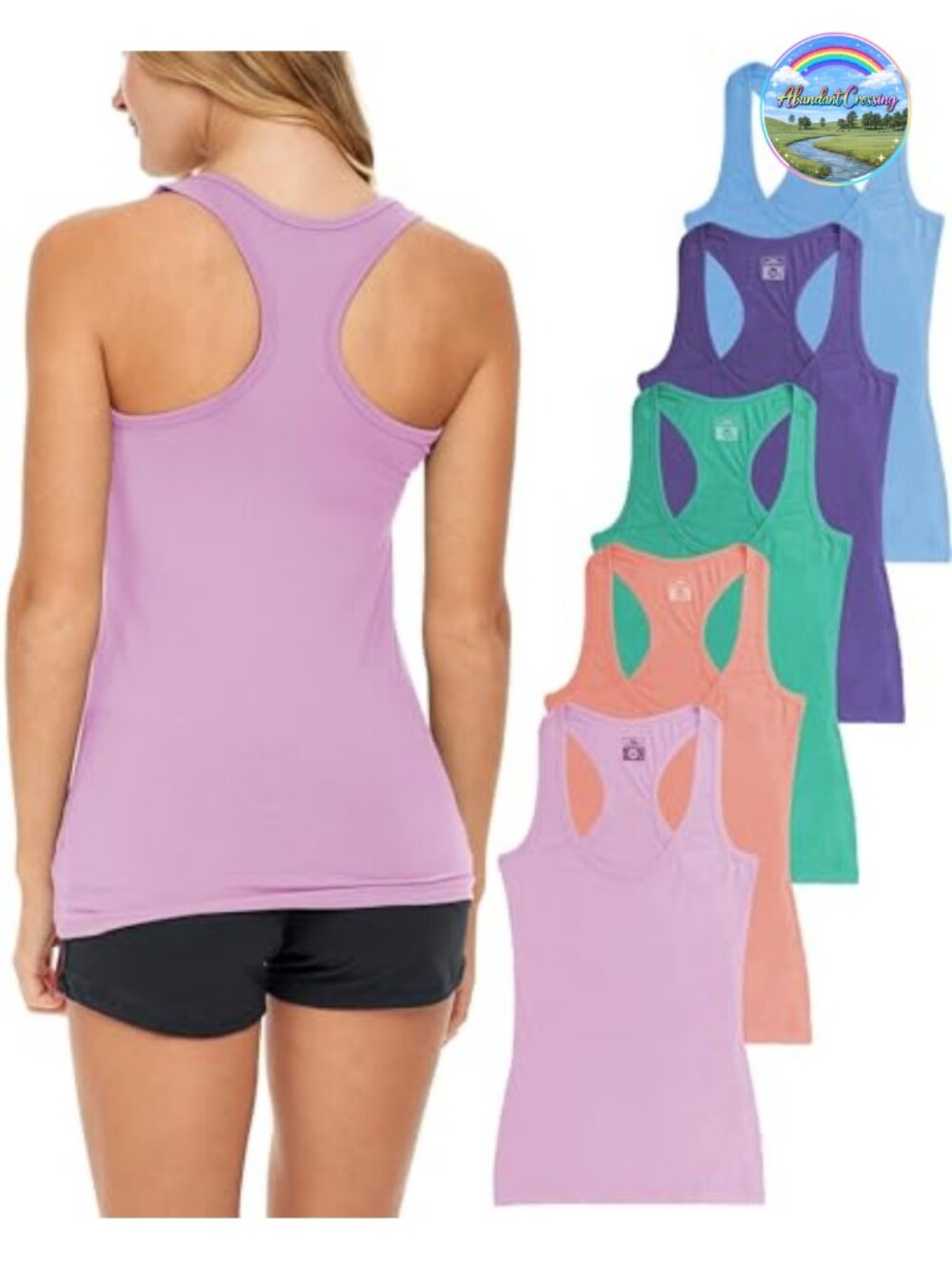Women's Racerback Tank Tops Cotton Spandex Stretch Yoga Gym Athletic